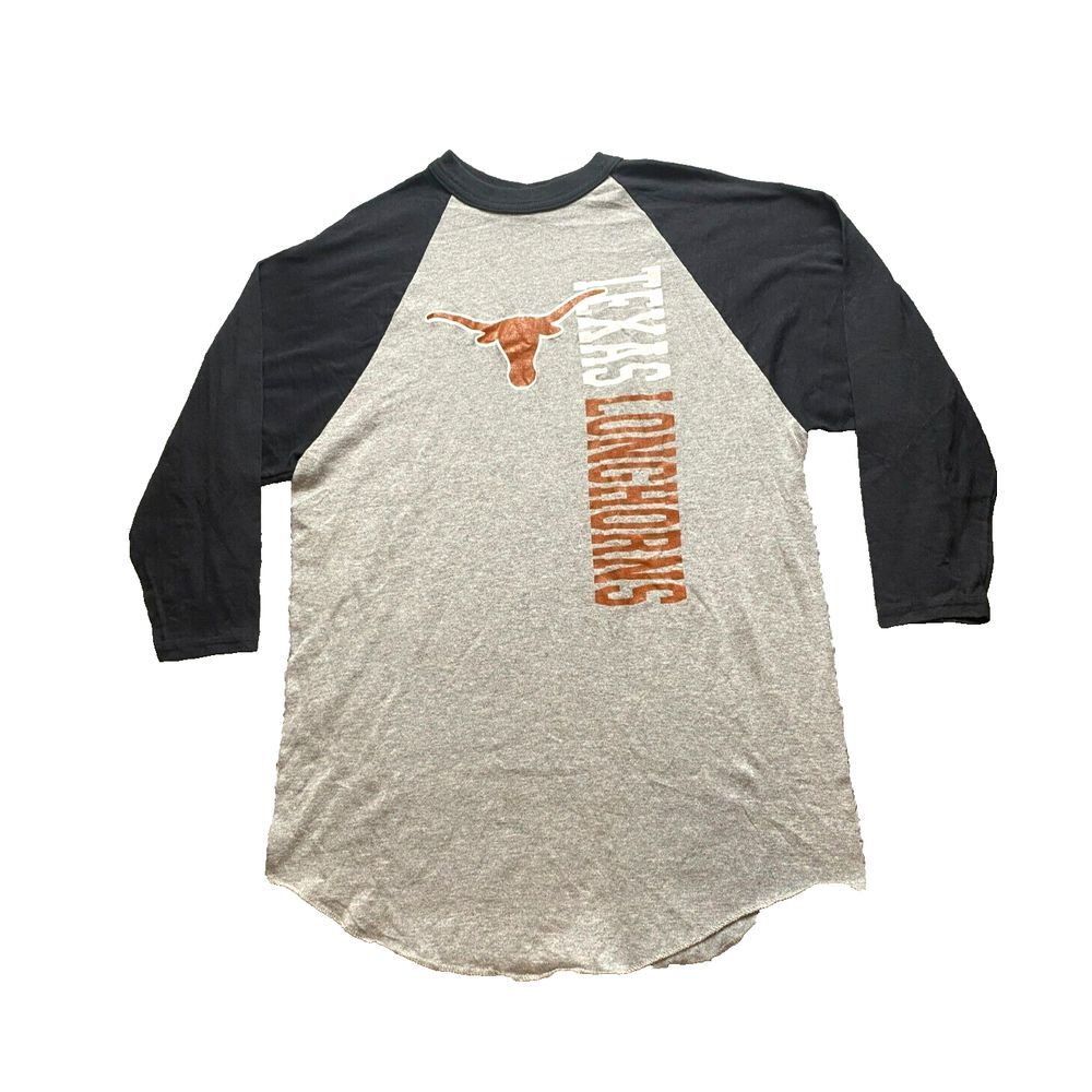 Texas Longhorns Shirt Adult‎ Medium Gray Black Raglan Sportswear Augusta Mens